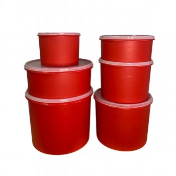 Kit Conjuntos com 6 Pote Organizador Vasilha Porta Alimento simular a Tupperware Vermelho