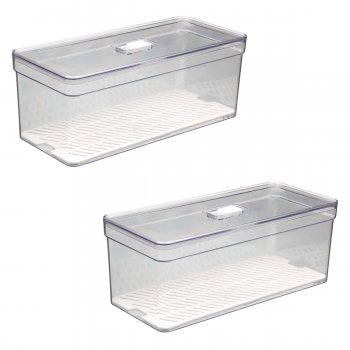 2 Organizador de Geladeira 6,8 Litros Cesto Tela com Tampa Multiuso Alimentos Verduras e Frutas - 560