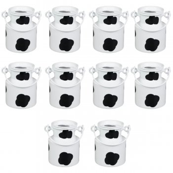 KIT 10 Leiteiras de Alumínio com Mancha Vaca 500ml