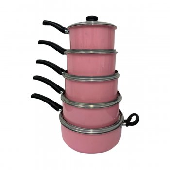 Jogo De Panelas Cabo 5 peças - Coloridas Alumínio Rosa
