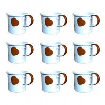 KIT 20 Canecas MINI 150ML C/ Mancha Vaca - MARROM