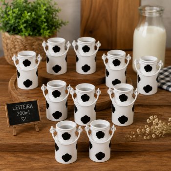 KIT 20 Leiteiras de Alumínio com Mancha Vaca MINI 200ML