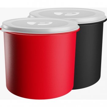 Pote Organizador Vasilha Porta Alimento simular a Tupperware 4,4L Preto Vermelho Branco