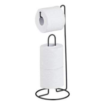 Porta Suporte Papel Higiênico De Chão Banheiro Preto Branco Prateado