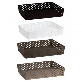 Cesto Organizador Multiuso Grande Quadrado 5,5 Litros Branco Preto Café Bege
